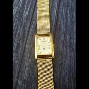 🌟Vintage Tank Rectangular‎ Gorgeous Champaign Dial Milanese band Mens Watch